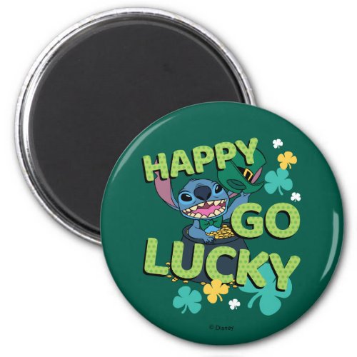 Stitch  St Patricks Day _ Happy Go Lucky Magnet
