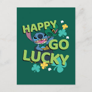 Stitch St. Patrick's Day - Happy Go Lucky Postcard