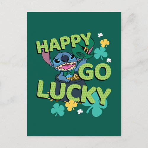 Stitch  St Patricks Day _ Happy Go Lucky Postcard