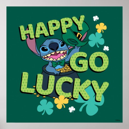 Stitch  St Patricks Day _ Happy Go Lucky Poster