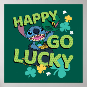 Stitch St. Patrick's Day - Happy Go Lucky Poster