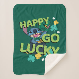 Stitch | St. Patrick's Day - Happy Go Lucky Sherpa Blanket