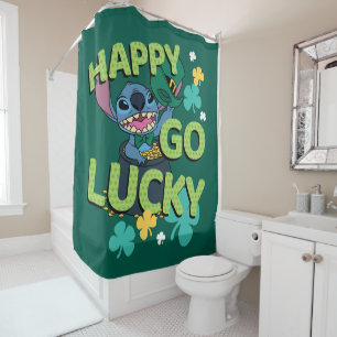 Stitch   St. Patrick's Day - Happy Go Lucky Shower Curtain