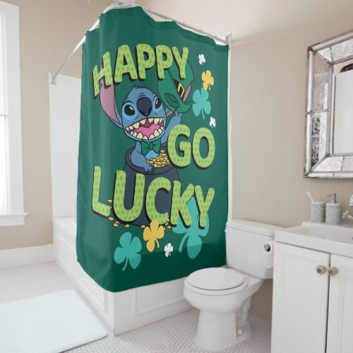 Stitch  St Patricks Day _ Happy Go Lucky Shower Curtain