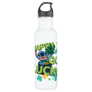 Stitch   St. Patrick's Day - Happy Go Lucky Stainless Steel Water Bottle
