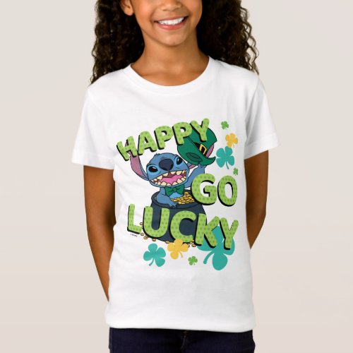 Stitch  St Patricks Day _ Happy Go Lucky T_Shirt