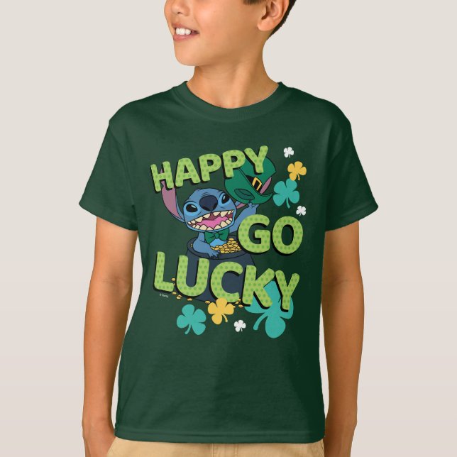 Stitch | St. Patrick's Day - Happy Go Lucky T-Shirt (Front)