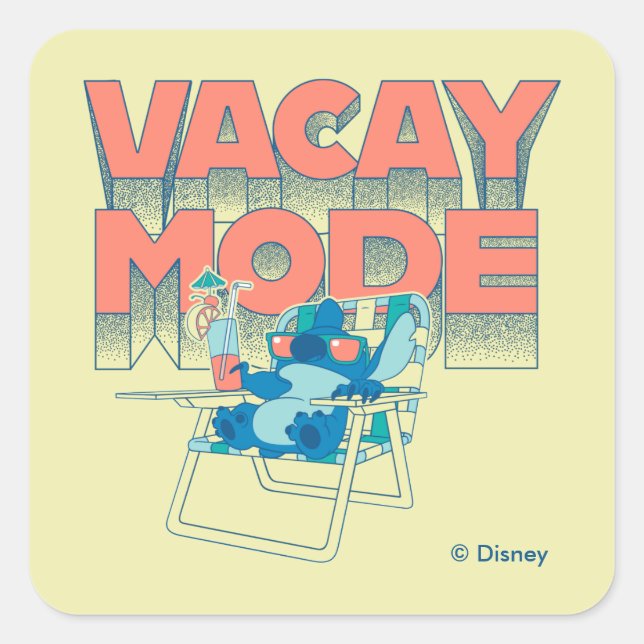 Stitch | Vacay Mode Square Sticker (Front)
