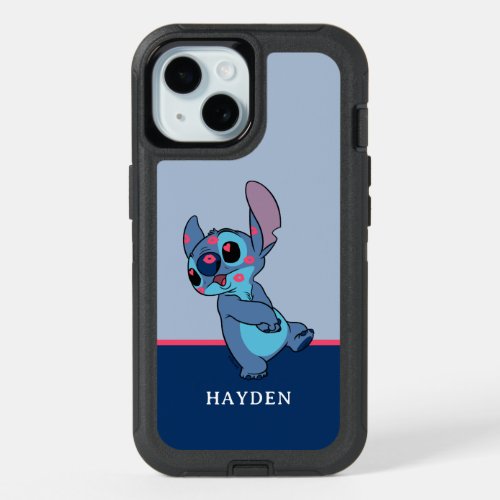 Stitch Valentine Kisses  Add Your Name iPhone 15 Case
