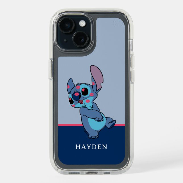 Stitch Valentine Kisses | Add Your Name Speck iPhone Case (Front (Black))