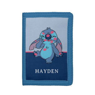 Stitch Valentine Kisses Add Your Name Tri-fold Wallet