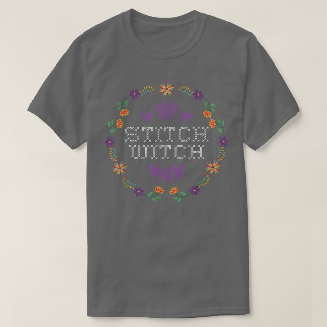 Stitch Witch  Funny Needlepoint  T-Shirt (Design Front)