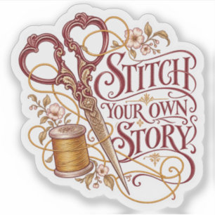 Stitch Your Own Story Vintage Sewing Scissors Sticker