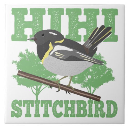 Stitchbird Hihi New Zealand Bird Ceramic Tile