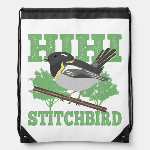 Stitchbird Hihi New Zealand Bird Drawstring Bag