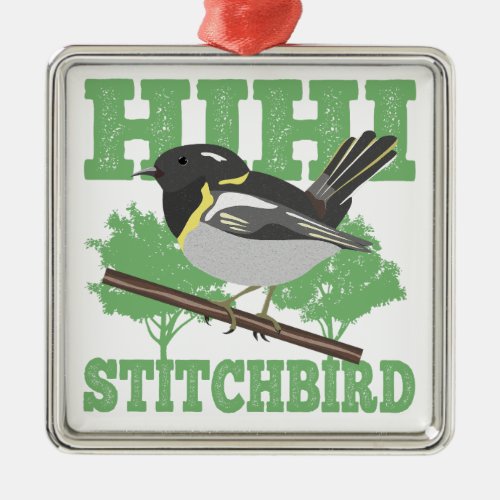 Stitchbird Hihi New Zealand Bird Metal Ornament