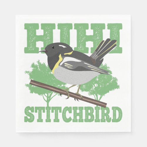 Stitchbird Hihi New Zealand Bird Napkins