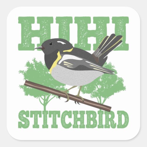 Stitchbird Hihi New Zealand Bird Square Sticker