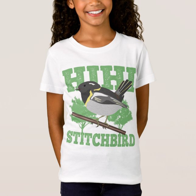 Stitchbird Hihi New Zealand Bird T-Shirt (Front)