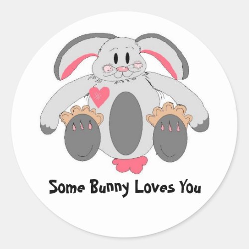 Stitched Bunny Rabbit Classic Round Sticker