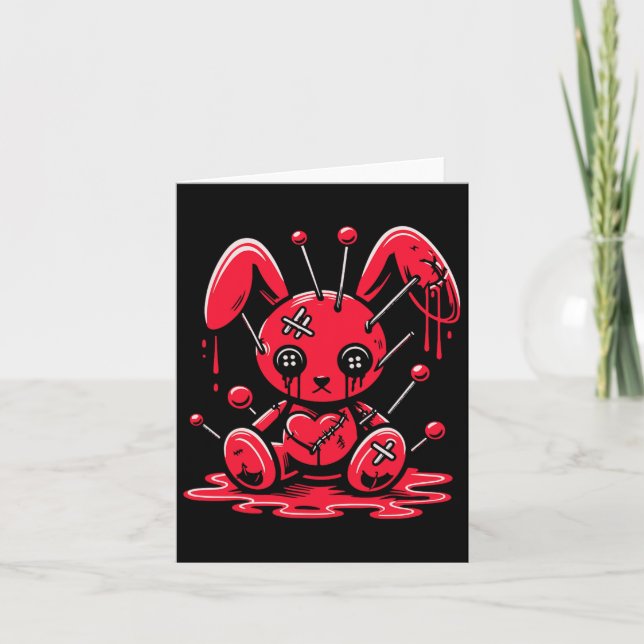 Stitched Bunny Rabbit Pastel Goth Anime Kawaii Got Card (Front)