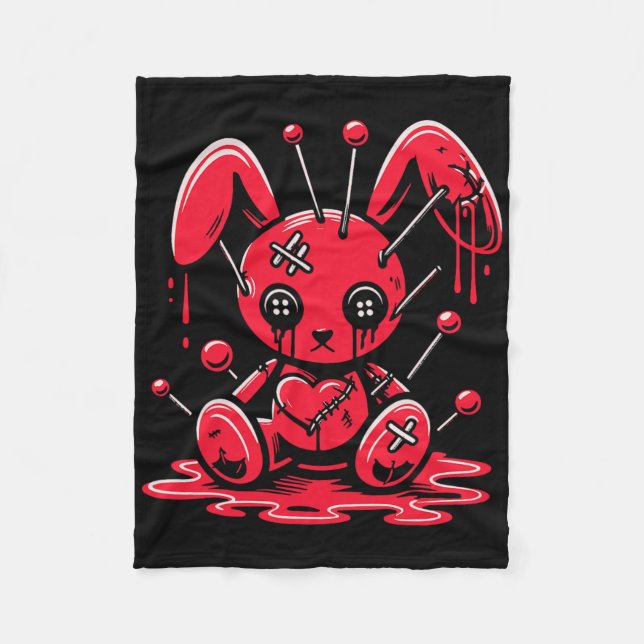 Stitched Bunny Rabbit Pastel Goth Anime Kawaii Got Fleece Blanket (Front)