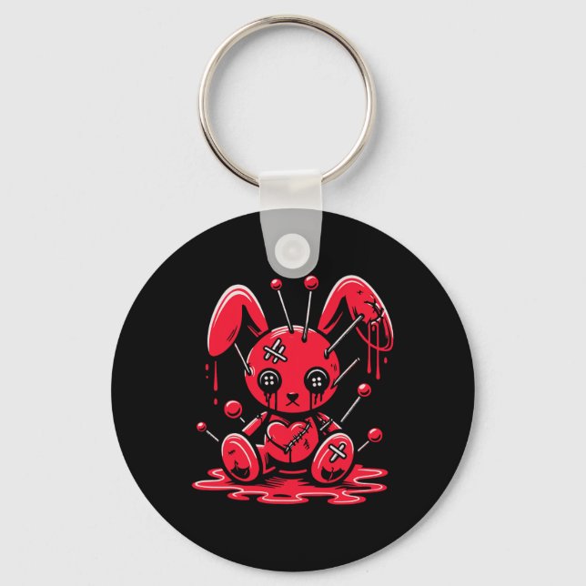 Stitched Bunny Rabbit Pastel Goth Anime Kawaii Got Keychain (Front)