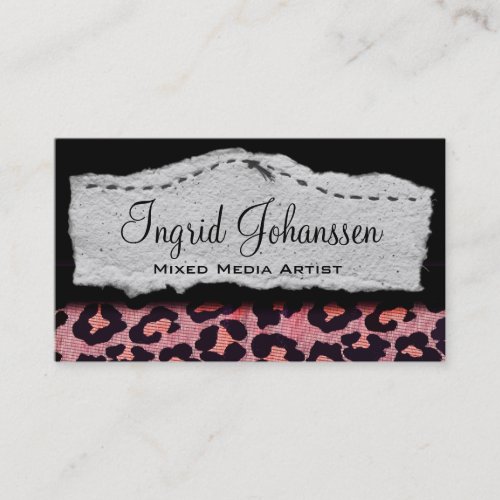 Stitched Collage Unique Leopard Business Cards
