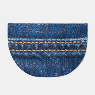Stitched denim: closeup jeans texture. doormat