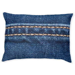 Stitched denim: closeup jeans texture. pet bed