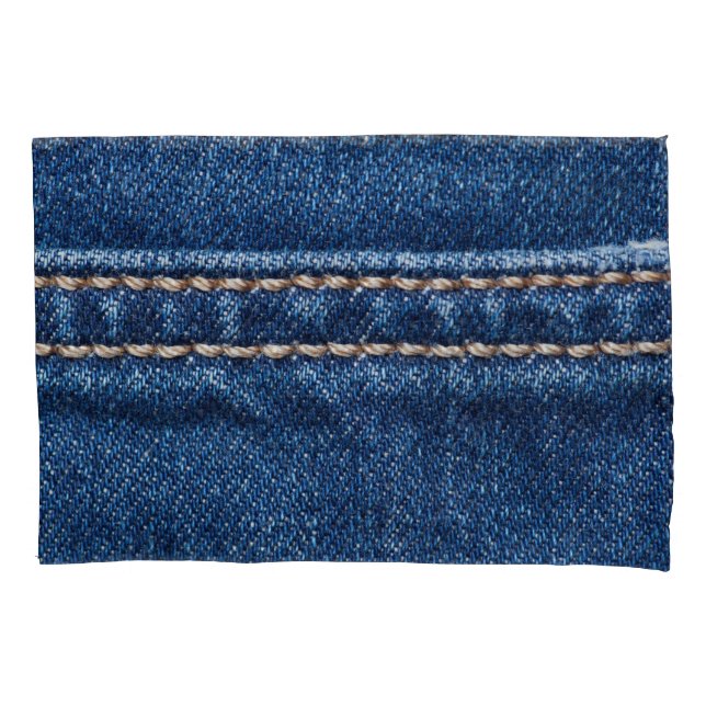 Stitched denim: closeup jeans texture. pillow case (Front)