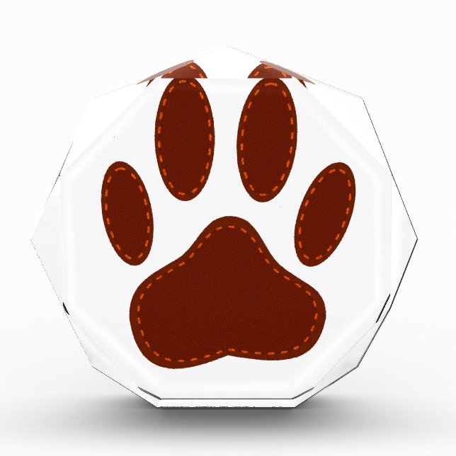 Stitched Felt Dog Paw Print Acrylic Award (Front)