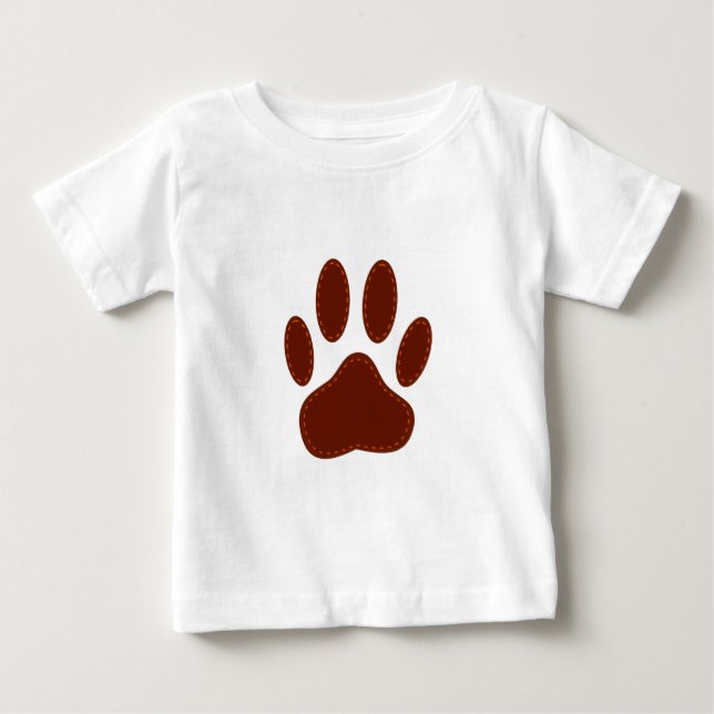 Stitched Felt Dog Paw Print Baby T-Shirt (Front)