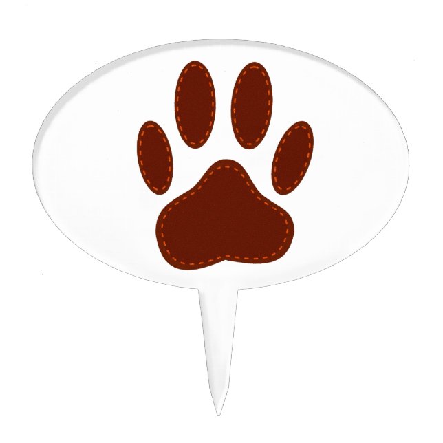 Stitched Felt Dog Paw Print Cake Topper (Front)