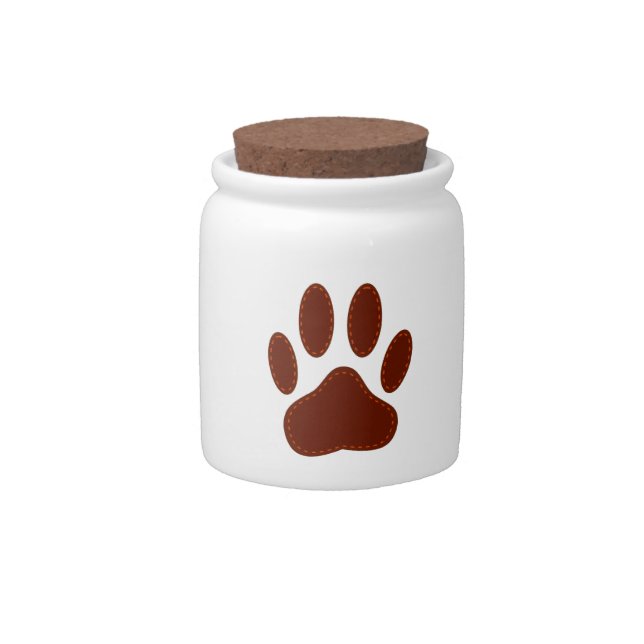 Stitched Felt Dog Paw Print Candy Jar (Front)