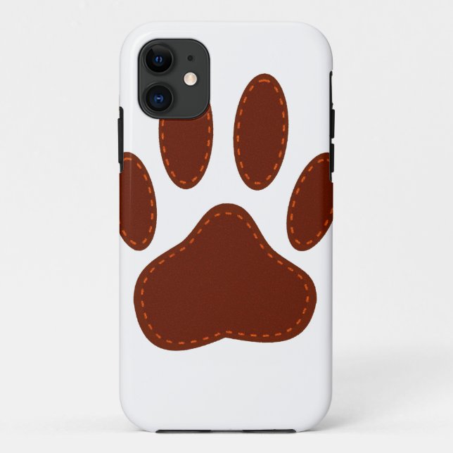 Stitched Felt Dog Paw Print Case-Mate iPhone Case (Back)