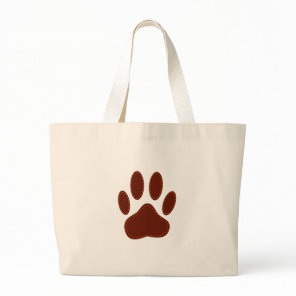 Stitched Felt Dog Paw Print Large Tote Bag