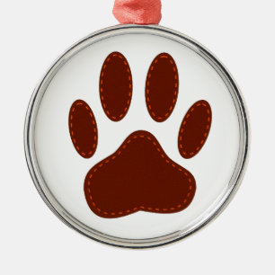 Stitched Felt Dog Paw Print Metal Ornament