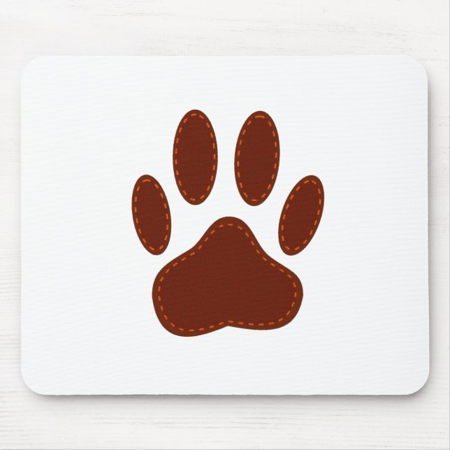 Stitched Felt Dog Paw Print Mouse Pad (Front)