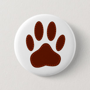 Stitched Felt Dog Paw Print Pinback Button