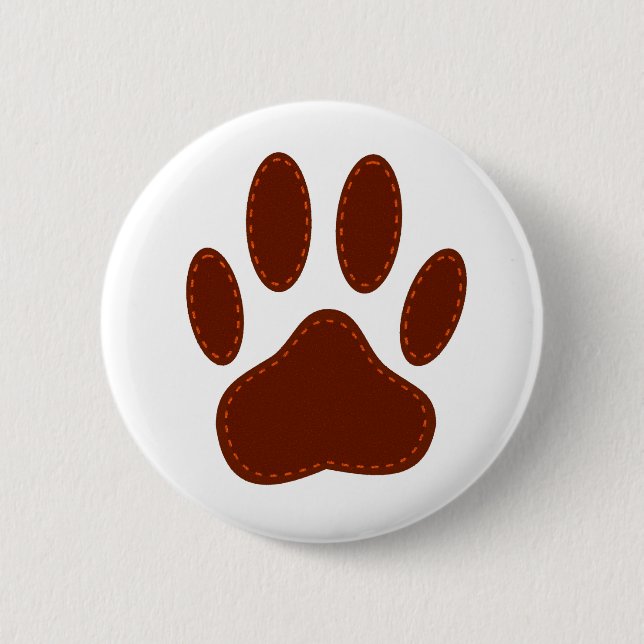 Stitched Felt Dog Paw Print Pinback Button (Front)