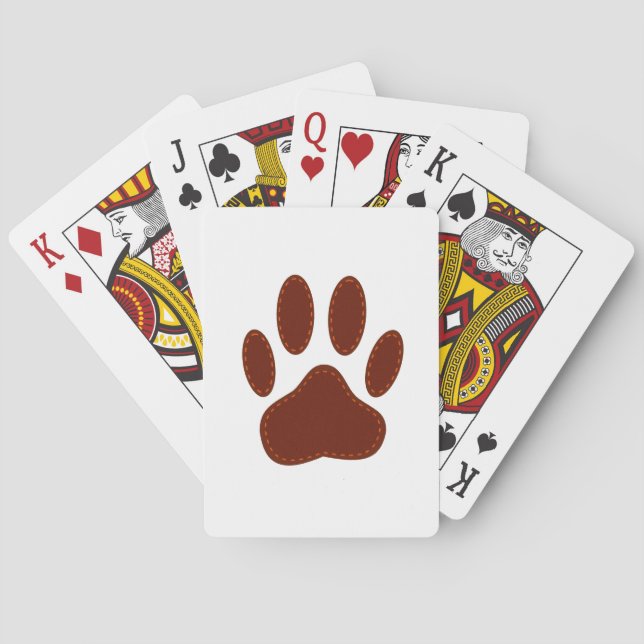 Stitched Felt Dog Paw Print Poker Cards (Back)