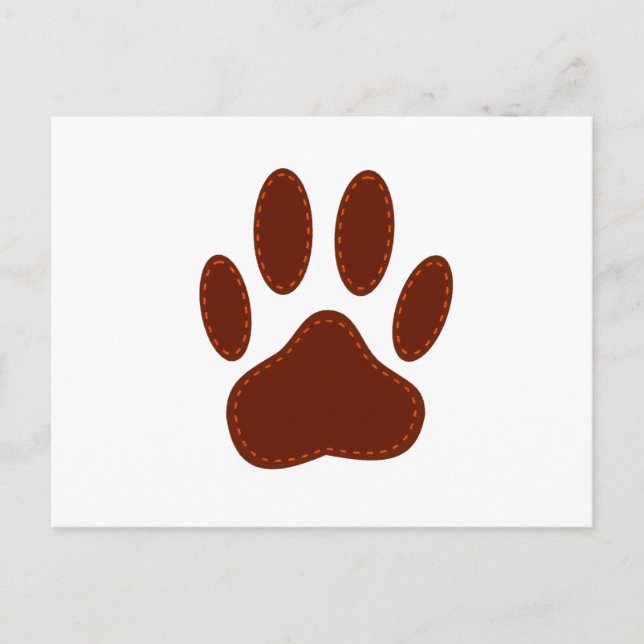 Stitched Felt Dog Paw Print Postcard (Front)