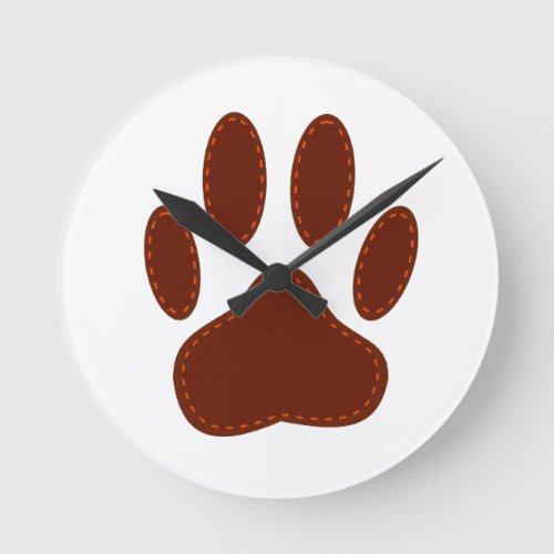 Stitched Felt Dog Paw Print Round Clock