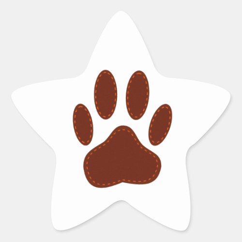 Stitched Felt Dog Paw Print Star Sticker