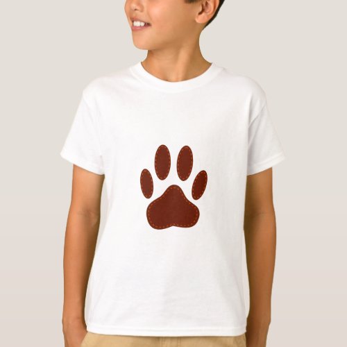 Stitched Felt Dog Paw Print T_Shirt