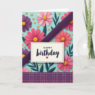 Stitched Floral Birthday Card