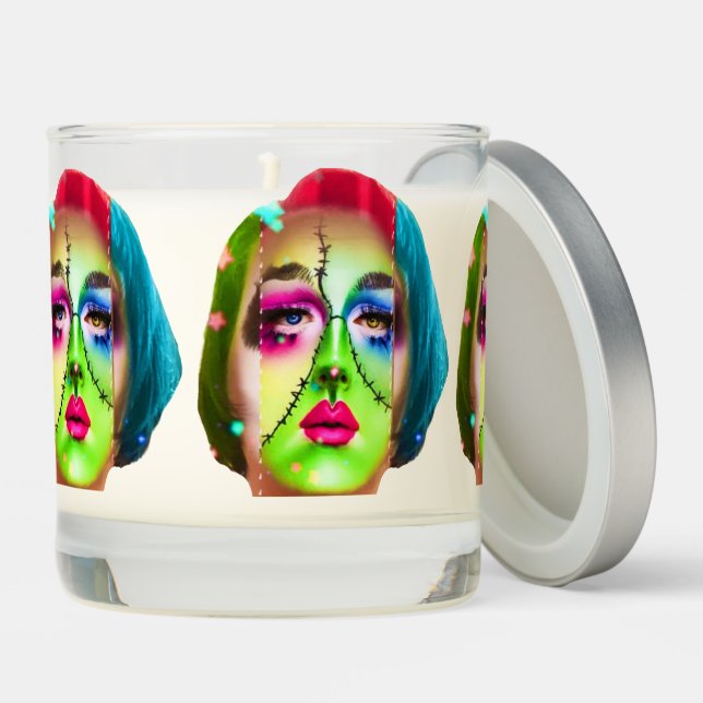 Stitched Halloween Woman (Self Portrait)  Scented Candle (Lid)
