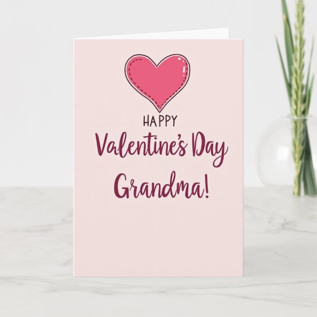 Stitched Heart Valentines Grandma Card (Front)
