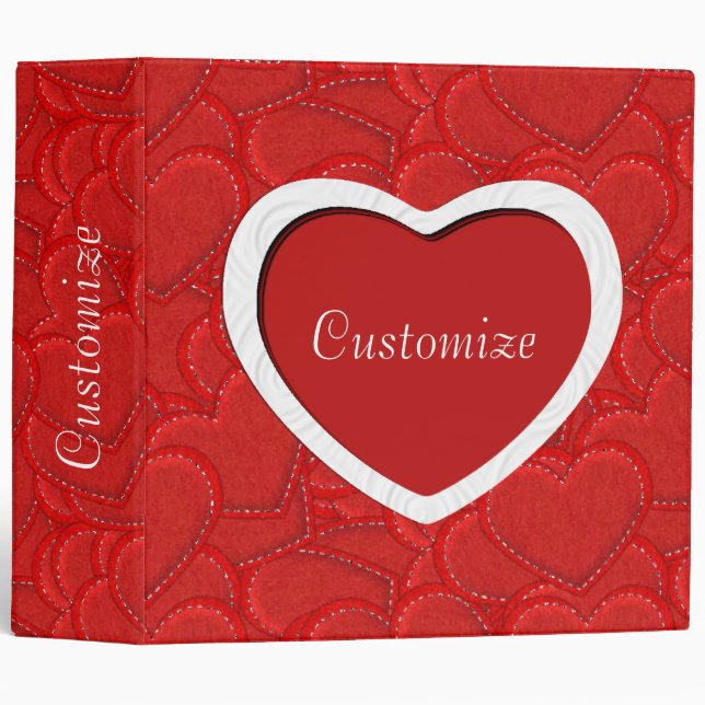 Stitched Hearts Romantic Red Binder 2 (Front/Spine)